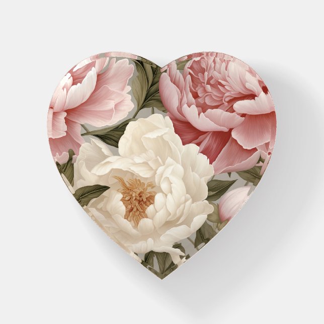 Peonies Pretty Feminine Blossoms Her Floral Glass  Paperweight (Front)