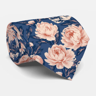 Peonies Print Best Man Beach Wedding Neck Tie