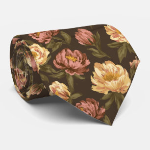 Peonies Print Best Man Vineyard Wedding Neck Tie