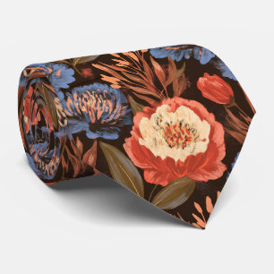 Peonies Print Bride Father Greenery Wedding Neck Tie