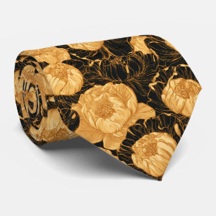 Peonies Print Father Groom Greenery Wedding Neck Tie