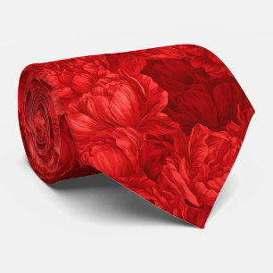 Peonies Print Groomsman Classic Wedding Neck Tie