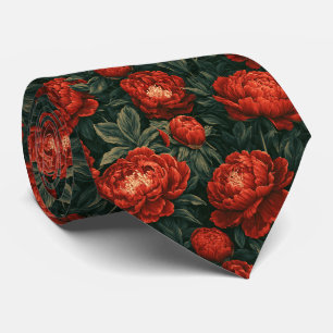 Peonies Print Groomsman Fancy Wedding Neck Tie