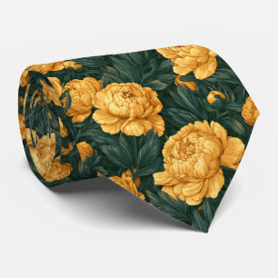 Peonies Print Groomsman Graduation Neck Tie