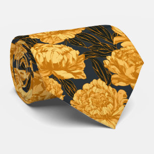 Peonies Print Groomsmen Summer Wedding Neck Tie