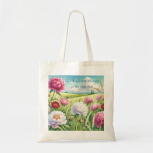 Peonies & Quote Tote Bag