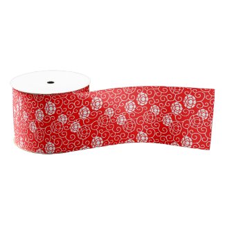 Peonies Red Grosgrain Ribbon