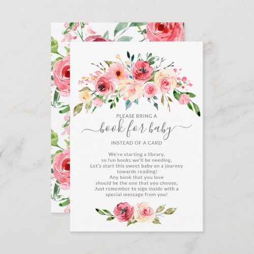Peonies Rose Floral Baby Shower Book for Baby Enclosure Card