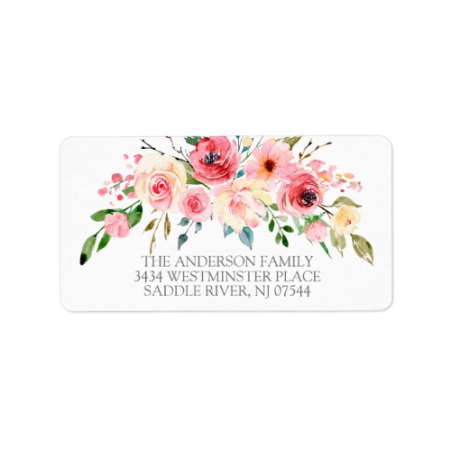 Peonies Rose Floral Communion Return Address Label