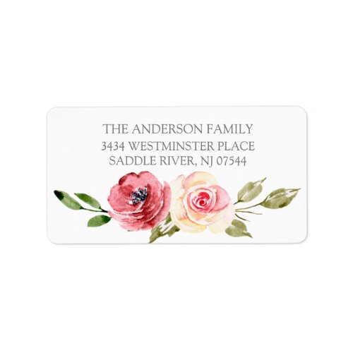 Peonies Rose Floral New Address Label