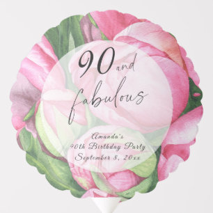 Peonies Roses 90th Birthday Party  Balloon