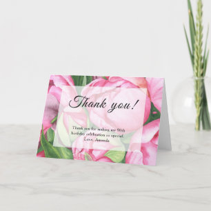 Peonies Roses 90th Birthday Party Thank You Card