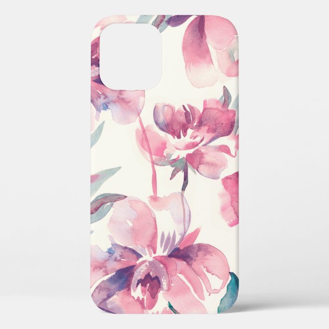 Peonies Seamless Pattern. Watercolor Background.  Case-Mate iPhone Case (Back)