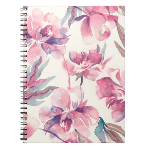 Peonies Seamless Pattern Watercolor Background  Notebook
