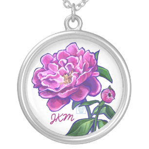 Peonies Silver Plated Necklace