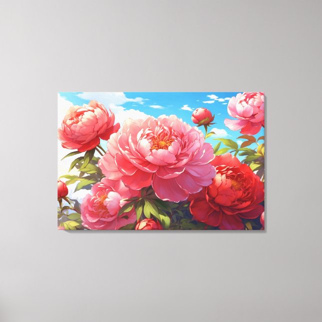 Peonies Stretched Canvas Print (Front)