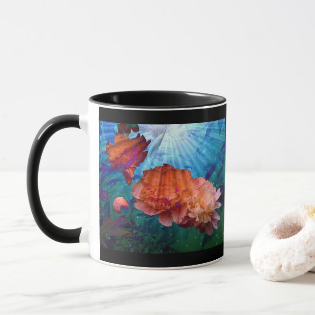Peonies Under Water Mug (With Donut)