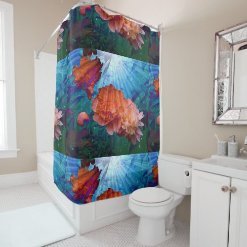 Peonies Under Water Shower Curtain