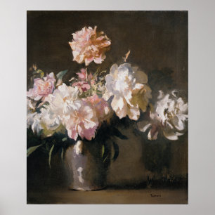 Peonies. Vintage oil painting Poster