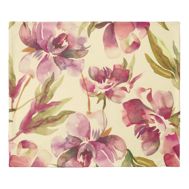 Peonies Watercolor: Seamless Background Bliss Duvet Cover (Front)