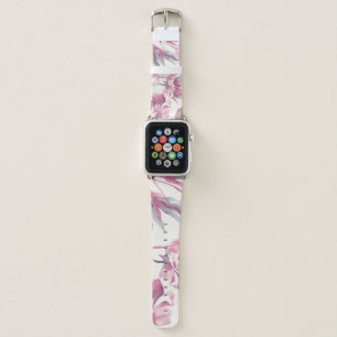 Peonies watercolor: seamless floral background. apple watch band