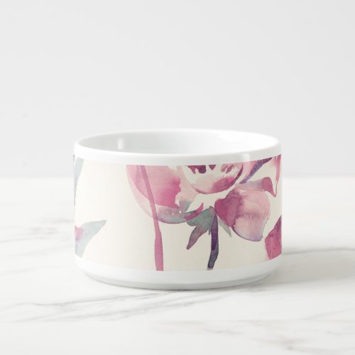 Peonies watercolor seamless floral background bowl