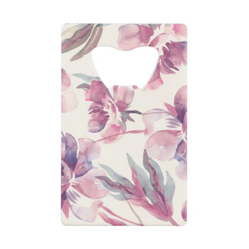 Peonies watercolor seamless floral background credit card bottle opener