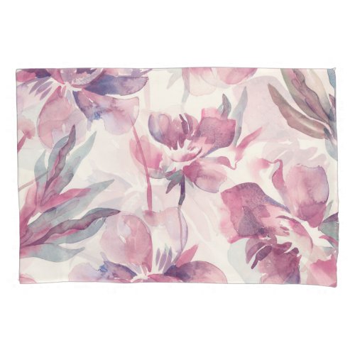 Peonies watercolor seamless floral background pillow case