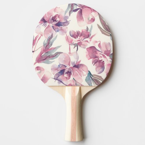 Peonies watercolor seamless floral background ping pong paddle