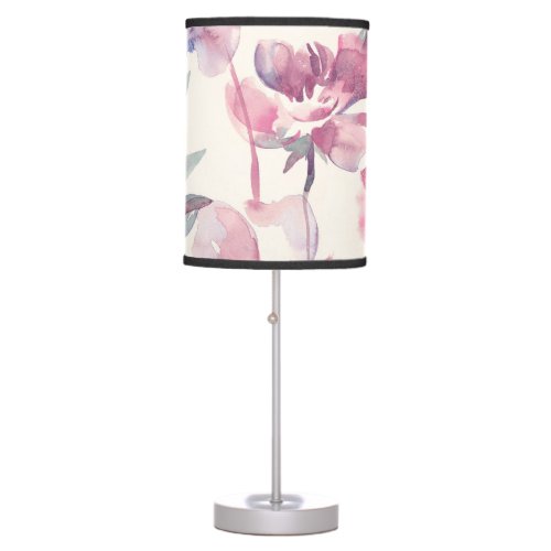 Peonies watercolor seamless floral background table lamp