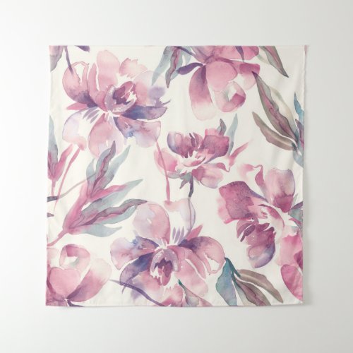 Peonies watercolor seamless floral background tapestry