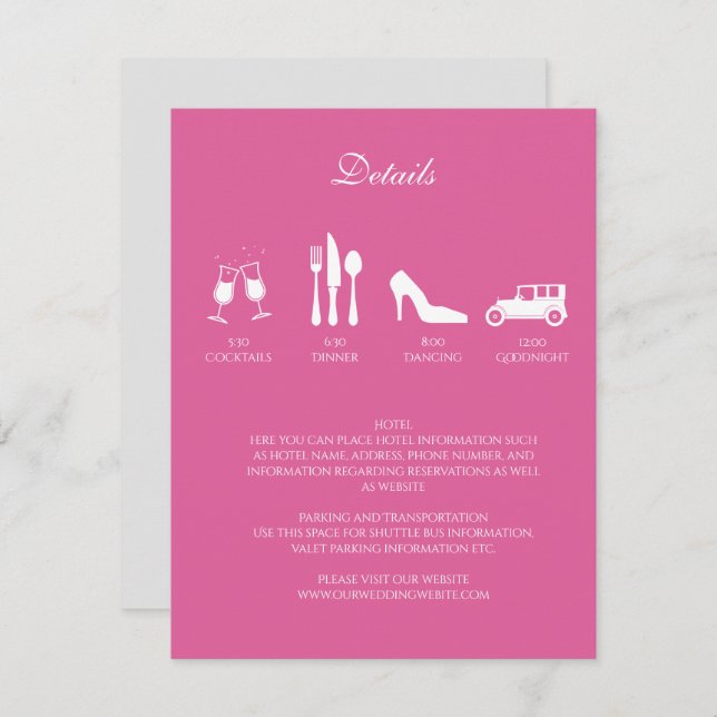 Peonies Wedding DETAILS Invitation (Front/Back)