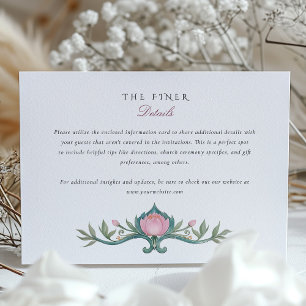 Peonies Wedding Information Card Vintage