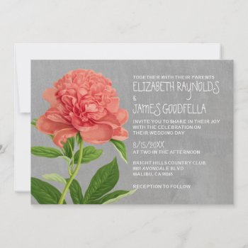 Peonies Wedding Invitations by topinvitations at Zazzle