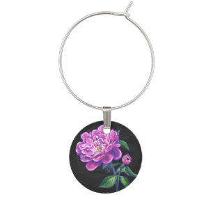 Peonies Wine Glass Charm
