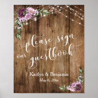Peonies, Wood & Lights Please Sign Our Guestbook
