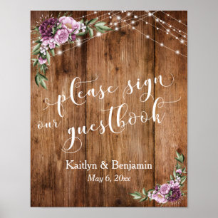 Peonies, Wood & Lights Please Sign Our Guestbook