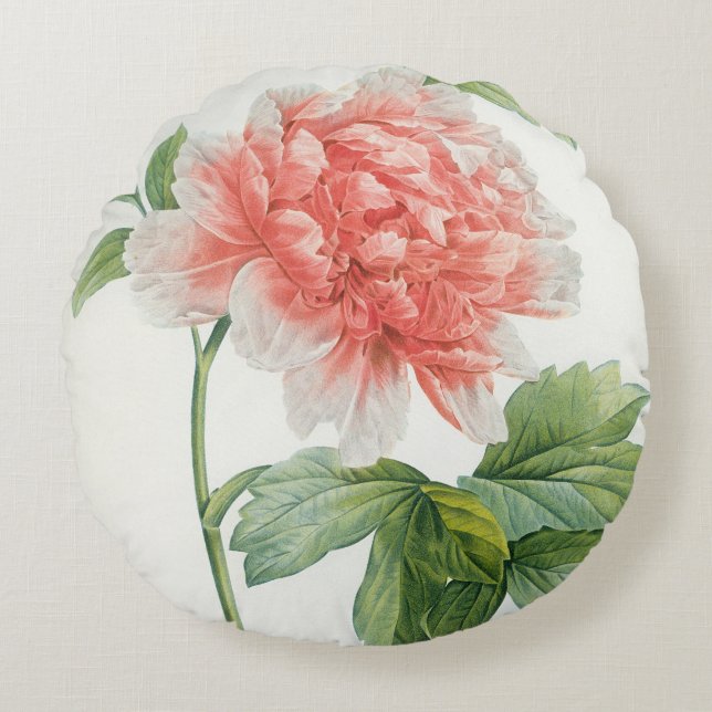 Peony, 1799 (colour stipple print) round pillow (Front)