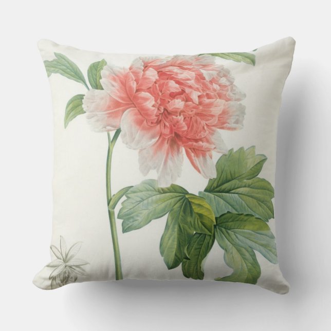 Peony, 1799 (colour stipple print) throw pillow (Front)