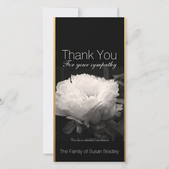 Peony 1  Sympathy Thank You  V Photo Card (Front)