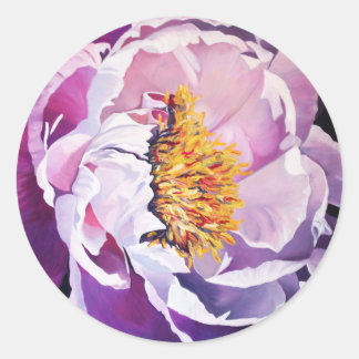 peony acrylic classic round sticker