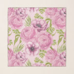 Peony and anemone flowers watercolor scarf<br><div class="desc">Seamless pattern made of pink peonies and violet anemone flowers painted with watercolors.</div>