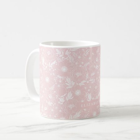 Peony And Anemone Illustrated Floral Coffee Mug