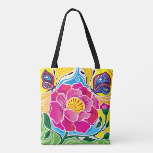 Peony and Butterflies Tote Bag