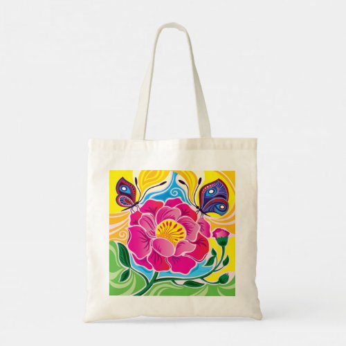 Peony and Butterflies Tote Bag