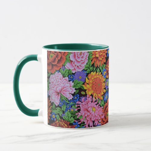 Peony and Chrysanthemum mug