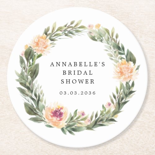 Peony and Foliage Frame Wedding Favor Coaster