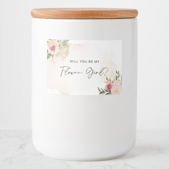 Peony and Gold Bloom Flower Girl Candle Label (Front)