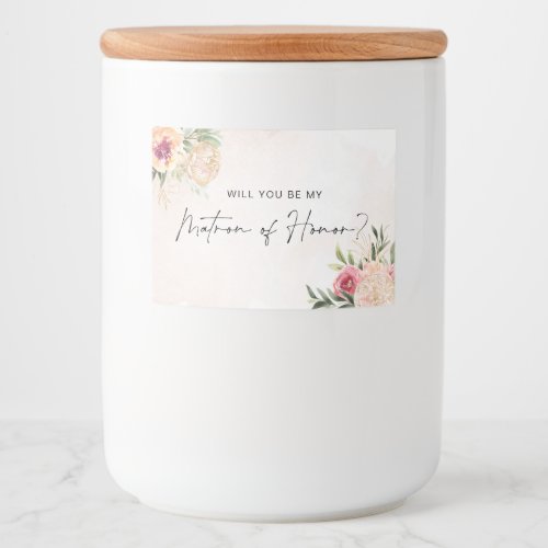 Peony and Gold Bloom Matron of Honor Candle Label