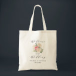 Peony and gold flowers Wedding Custom Welcome Tote Bag<br><div class="desc">Make your wedding and out of town guest feel special with this welcome tote bag. Personalize the bag by adding your details your location and date. A hand drawn watercolor peony and and outlined flowers and leaves illustration in trendy watercolor palette of pink, yellow, gold and green Coordinates with "Peony...</div>